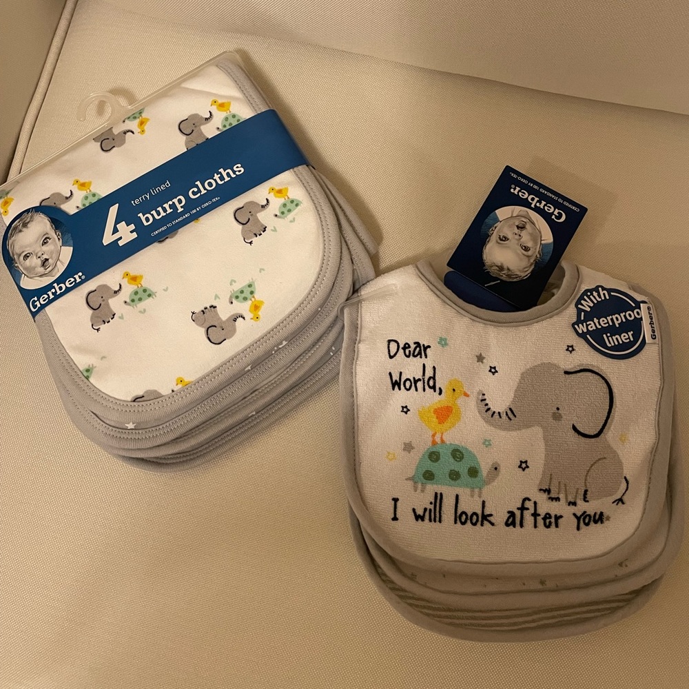 Brand New Baby Burp Cloths & Bibs